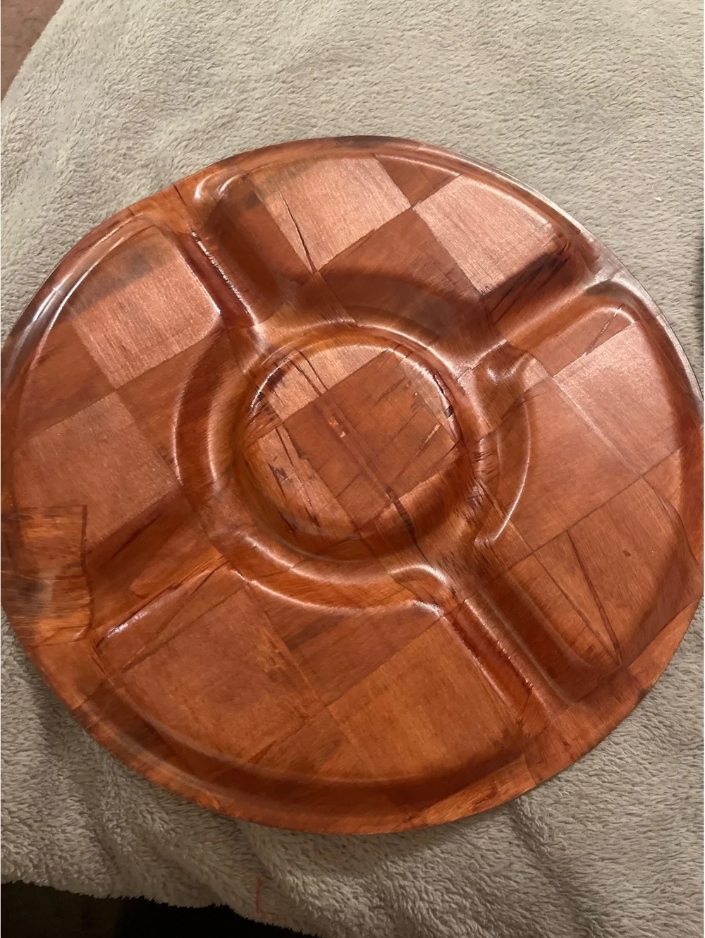 Set of 2 Vintage Wooden Serving Trays with Divided Sections